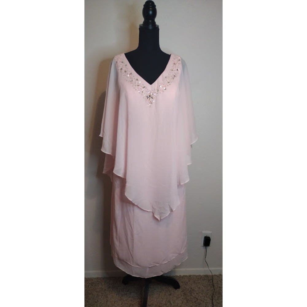 Ncgowns Sheath Column Tea-Length Short Dress Size 8 Pink